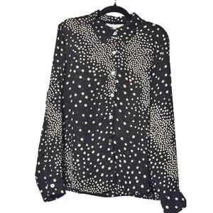 OUTFIT‎ JPR Black White Polka Dot Button Up Shirt Top Women's Large